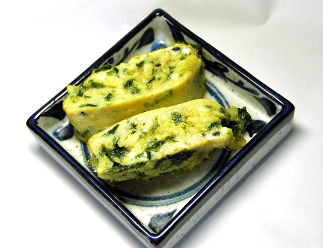 あおさのり入り卵焼き、甘めの味付けがあおさの風味と合います。